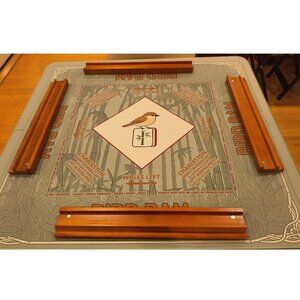 Real Wood Mahjong Tile Racks (Set of 4) with Magnetic Pushers